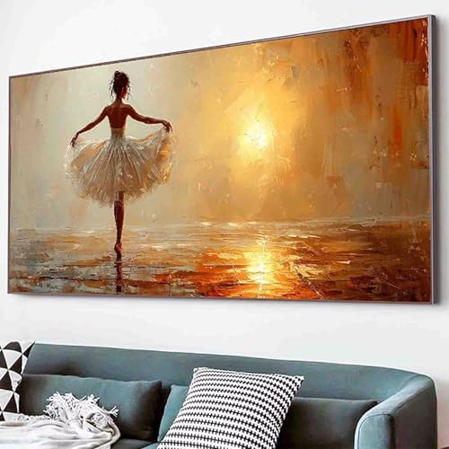 Diamond Painting Ballett Diamant Painting Bilder Set, Frau Diamanten Malerei Kinder DIY 5D Kristall Strass Stickerei Kreuzstich Bastelset Erwachsene Anfänger Schlafzimmer Deko Geschenk 40x80cm -72qG von Waxonle