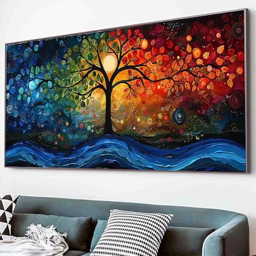 Diamond Painting Baum Diamant Painting Bilder Set, Baum Des Lebens Diamanten Malerei Kinder 5D Kristall Strass Stickerei Kreuzstich Bastelset Erwachsene für Schlafzimmer Deko Geschenk 50x100cm -76rQ von Waxonle