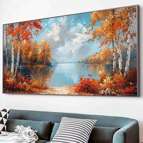 Diamond Painting Baum Diamant Painting Bilder Set, Herbst Diamanten Malerei Kinder DIY 5D Kristall Strass Stickerei Kreuzstich Bastelset Erwachsene Anfänger Schlafzimmer Deko Geschenk 70x140cm -22q5 von Waxonle