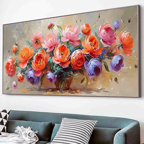 Diamond Painting Blatt Diamant Painting Bilder Set, Blume Diamanten Malerei Kinder DIY 5D Kristall Strass Stickerei Kreuzstich Bastelset Erwachsene Anfänger Schlafzimmer Deko Geschenk 70x140cm -6dP von Waxonle