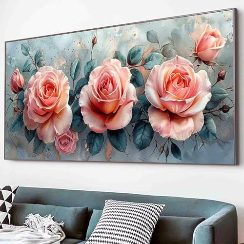 Diamond Painting Blume Diamant Painting Bilder Set, Blatt Diamanten Malerei Kinder DIY 5D Kristall Strass Stickerei Kreuzstich Bastelset Erwachsene Anfänger Schlafzimmer Deko Geschenk 40x80cm -31d1 von Waxonle