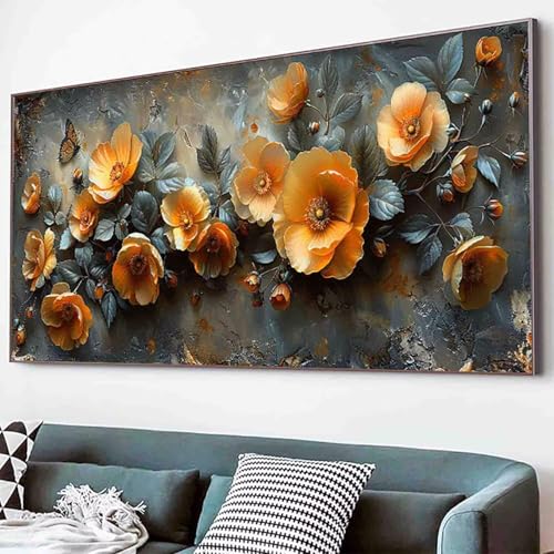 Diamond Painting Blume Diamant Painting Bilder Set, Blatt Diamanten Malerei Kinder DIY 5D Kristall Strass Stickerei Kreuzstich Bastelset Erwachsene Anfänger Schlafzimmer Deko Geschenk 50x100cm -12rY von Waxonle