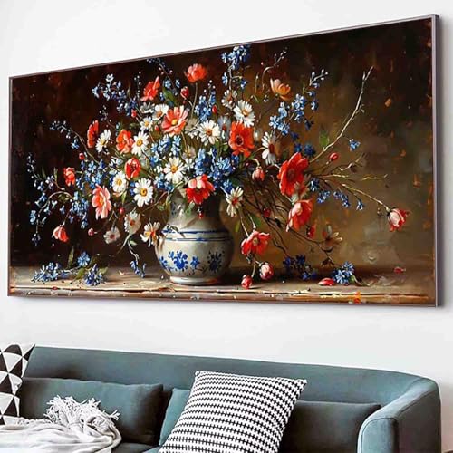 Diamond Painting Blume Diamant Painting Bilder Set, Blatt Diamanten Malerei Kinder DIY 5D Kristall Strass Stickerei Kreuzstich Bastelset Erwachsene Anfänger Schlafzimmer Deko Geschenk 80x160cm -80d7 von Waxonle