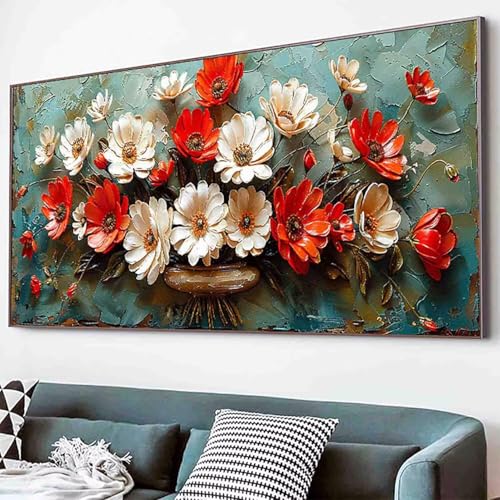 Diamond Painting Blume Diamant Painting Bilder Set, Chrysantheme Diamanten Malerei Kinder DIY 5D Kristall Strass Stickerei Kreuzstich Bastelset Erwachsene für Schlafzimmer Deko Geschenk 30x60cm -86r8 von Waxonle