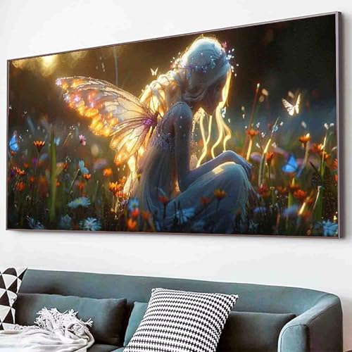 Diamond Painting Blume Diamant Painting Bilder Set, Engel Diamanten Malerei Kinder DIY 5D Kristall Strass Stickerei Kreuzstich Bastelset Erwachsene Anfänger Schlafzimmer Deko Geschenk 30x60cm -74q8 von Waxonle