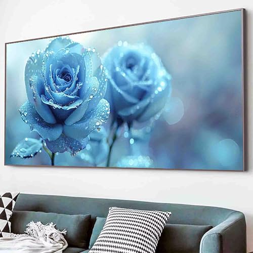 Diamond Painting Blume Diamant Painting Bilder Set, Rose Diamanten Malerei Kinder DIY 5D Kristall Strass Stickerei Kreuzstich Bastelset Erwachsene Anfänger Schlafzimmer Deko Geschenk 50x100cm -34g8 von Waxonle