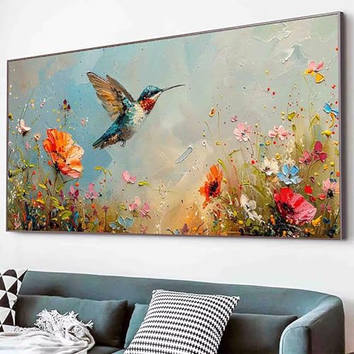 Diamond Painting Blume Diamant Painting Bilder Set, Vogel Diamanten Malerei Kinder DIY 5D Kristall Strass Stickerei Kreuzstich Bastelset Erwachsene Anfänger Schlafzimmer Deko Geschenk 60x120cm -80g3 von Waxonle