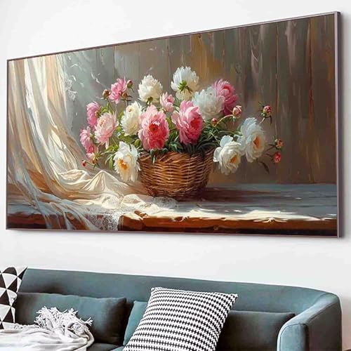 Diamond Painting Blumenkorb Diamant Painting Bilder Set, Blume Diamanten Malerei Kinder DIY 5D Kristall Strass Stickerei Kreuzstich Bastelset Erwachsene für Schlafzimmer Deko Geschenk 40x80cm -85d5 von Waxonle