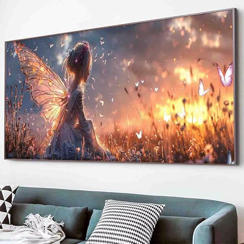 Diamond Painting Engel Diamant Painting Bilder Set, FlüGel Diamanten Malerei Kinder DIY 5D Kristall Strass Stickerei Kreuzstich Bastelset Erwachsene Anfänger Schlafzimmer Deko Geschenk 30x60cm -37rU von Waxonle