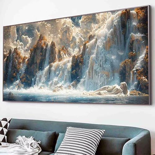 Diamond Painting Fallen Diamant Painting Bilder Set, Landschaft Diamanten Malerei Kinder DIY 5D Kristall Strass Stickerei Kreuzstich Bastelset Erwachsene für Schlafzimmer Deko Geschenk 30x60cm -34rR von Waxonle