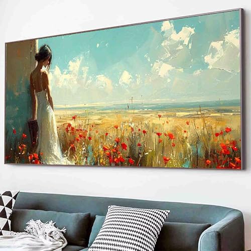 Diamond Painting Frau Diamant Painting Bilder Set, Blume Diamanten Malerei Kinder DIY 5D Kristall Strass Stickerei Kreuzstich Bastelset Erwachsene Anfänger für Schlafzimmer Deko Geschenk 30x60cm -14gD von Waxonle