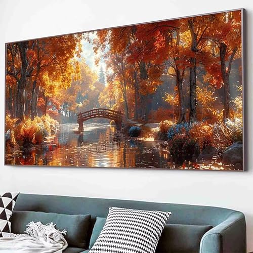 Diamond Painting Herbst Diamant Painting Bilder Set, Baum Diamanten Malerei Kinder DIY 5D Kristall Strass Stickerei Kreuzstich Bastelset Erwachsene Anfänger für Schlafzimmer Deko Geschenk 40x80cm -9gX von Waxonle