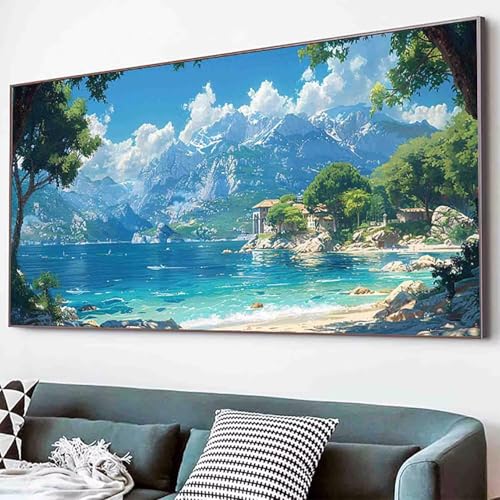 Diamond Painting Landschaft Diamant Painting Bilder Set, Berg Diamanten Malerei Kinder DIY 5D Kristall Strass Stickerei Kreuzstich Bastelset Erwachsene für Schlafzimmer Deko Geschenk 70x140cm -83hW von Waxonle