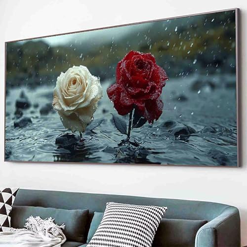 Diamond Painting Landschaft Diamant Painting Bilder Set, Blume Diamanten Malerei Kinder DIY 5D Kristall Strass Stickerei Kreuzstich Bastelset Erwachsene für Schlafzimmer Deko Geschenk 30x60cm -27g3 von Waxonle