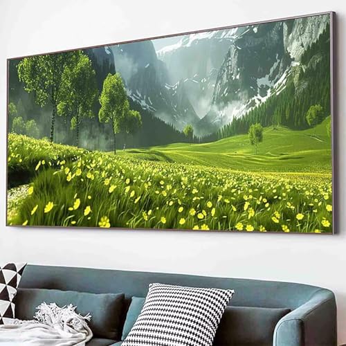 Diamond Painting Landschaft Diamant Painting Bilder Set, Wiese Diamanten Malerei Kinder DIY 5D Kristall Strass Stickerei Kreuzstich Bastelset Erwachsene für Schlafzimmer Deko Geschenk 40x80cm -10q5 von Waxonle