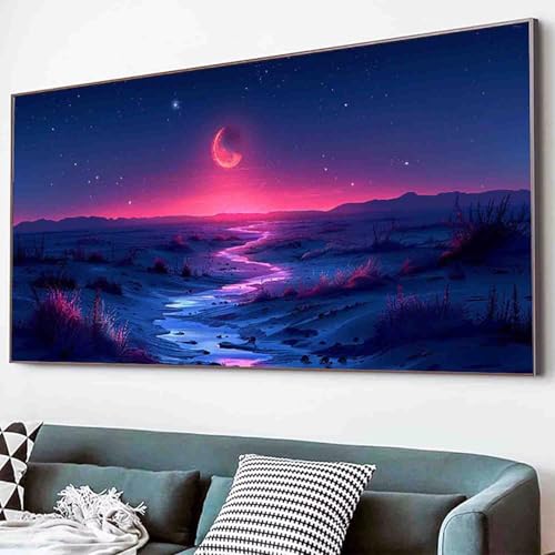 Diamond Painting Nachtansicht Diamant Painting Bilder Set, Mond Diamanten Malerei Kinder DIY 5D Kristall Strass Stickerei Kreuzstich Bastelset Erwachsene für Schlafzimmer Deko Geschenk 40x80cm -5rF von Waxonle