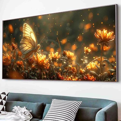 Diamond Painting Schmetterling Diamant Painting Bilder Set, Blume Diamanten Malerei Kinder DIY 5D Kristall Strass Stickerei Kreuzstich Bastelset Erwachsene für Schlafzimmer Deko Geschenk 40x80cm -74dX von Waxonle