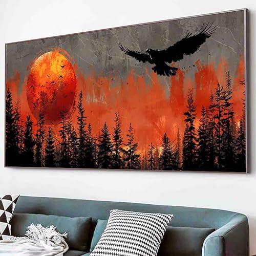 Diamond Painting Sonnenuntergang Diamant Painting Bilder Set, Baum Diamanten Malerei Kinder 5D Kristall Strass Stickerei Kreuzstich Bastelset Erwachsene für Schlafzimmer Deko Geschenk 70x140cm -14gG von Waxonle