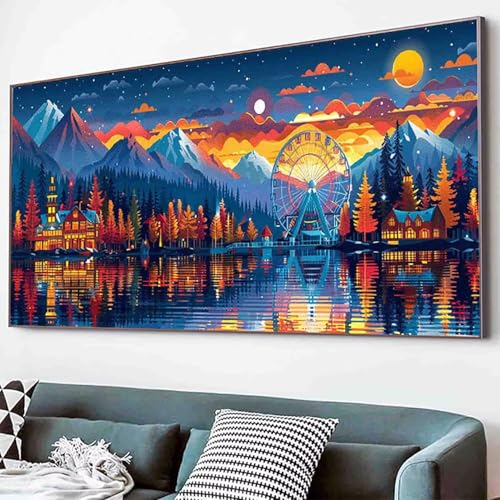 Diamond Painting Spielplatz Diamant Painting Bilder Set, Landschaft Diamanten Malerei Kinder 5D Kristall Strass Stickerei Kreuzstich Bastelset Erwachsene für Schlafzimmer Deko Geschenk 60x120cm -16d7 von Waxonle