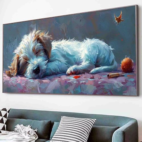 Diamond Painting Tier Diamant Painting Bilder Set, Hund Diamanten Malerei Kinder DIY 5D Kristall Strass Stickerei Kreuzstich Bastelset Erwachsene Anfänger für Schlafzimmer Deko Geschenk 70x140cm -16h0 von Waxonle