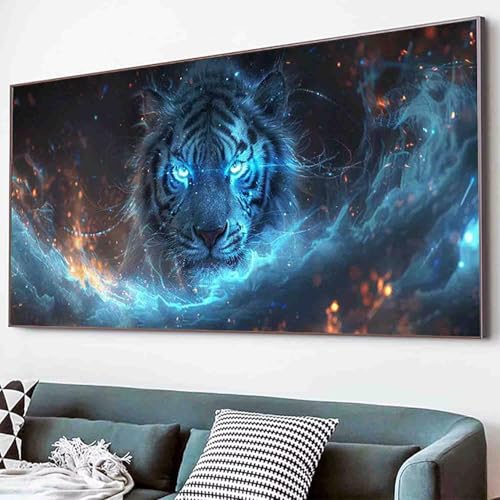 Diamond Painting Tiger Diamant Painting Bilder Set, Sternenhimmel Diamanten Malerei Kinder DIY 5D Kristall Strass Stickerei Kreuzstich Bastelset Erwachsene Schlafzimmer Deko Geschenk 50x100cm -74h2 von Waxonle