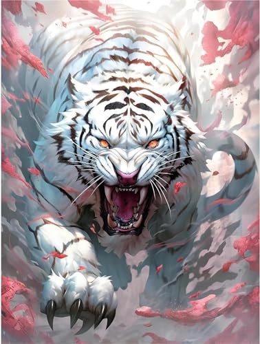 Diamond Painting Tiger Erwachsene, Tier Diamond Painting Bilder xxl Groß 60x80cm, 5D Diamant Painting Set, DIY Crystal Arts Diamond-Painting, Diamond Painting Set, für Wand Deko Aesthetic Geschenke von Waxonle