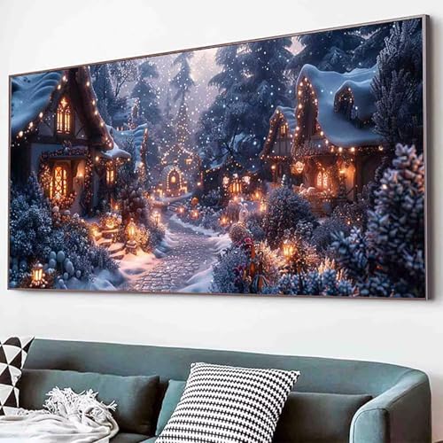 Diamond Painting Winter Diamant Painting Bilder Set, Landschaft Diamanten Malerei Kinder DIY 5D Kristall Strass Stickerei Kreuzstich Bastelset Erwachsene für Schlafzimmer Deko Geschenk 50x100cm -26dW von Waxonle