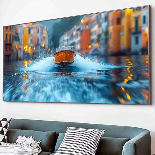 Fluss Diamond Painting Boot Diamond Painting Erwachsene Groß XXL 30x60cm Vollbohrer Diamanten Malerei Kinder Stickerei Kreuzstich Bastelset Erwachsene, Geschenke für Frauen, Deko Wohnzimmer -81j2 von Waxonle