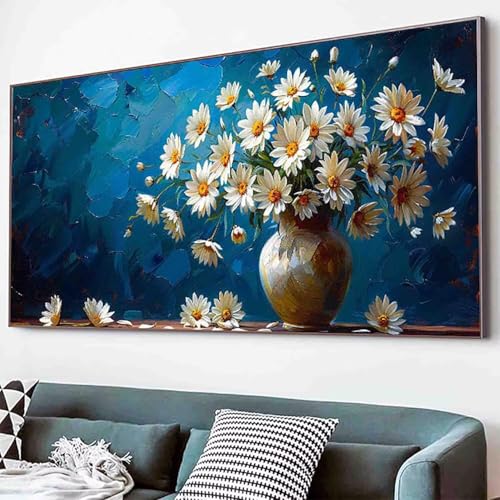 GäNseblüMchen Diamond Painting Blume Diamond Painting Erwachsene Groß XXL 70x140cm Vollbohrer Diamanten Malerei Kinder Stickerei Kreuzstich Bilder Bastelset Erwachsene, Wohnzimmer Deko Modern -11v8 von Waxonle