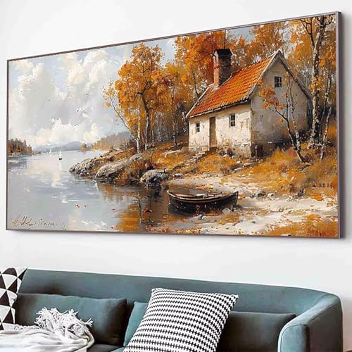 Haus Diamond Painting Landschaft Diamond Painting Erwachsene Groß XXL 70x140cm Vollbohrer Diamanten Malerei Kinder Stickerei Bastelset Erwachsene, Geschenke für Frauen, Wohnzimmer Deko Modern -15s2 von Waxonle