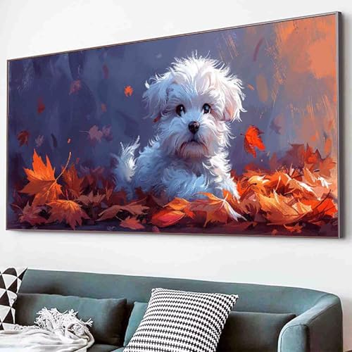 Hund Diamond Painting Tier Diamond Painting Erwachsene Groß XXL 60x120cm Vollbohrer Diamanten Malerei Kinder Stickerei Kreuzstich Bastelset Erwachsene, Geschenke für Frauen, Deko Wohnzimmer -70yI von Waxonle