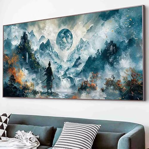 Japan Diamond Painting Krieger Diamond Painting Erwachsene Groß XXL 40x80cm Vollbohrer Diamanten Malerei Kinder Stickerei Kreuzstich Bastelset Erwachsene, Geschenke für Frauen, Deko Wohnzimmer -9v4 von Waxonle