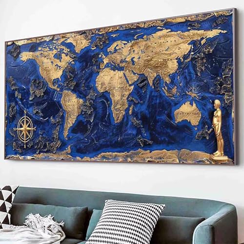 Karte Diamond Painting Weltkarte Diamond Painting Erwachsene Groß XXL 30x60cm Vollbohrer Diamanten Malerei Kinder Stickerei Bastelset Erwachsene, Geschenke für Frauen, Wohnzimmer Deko Modern -72y5 von Waxonle