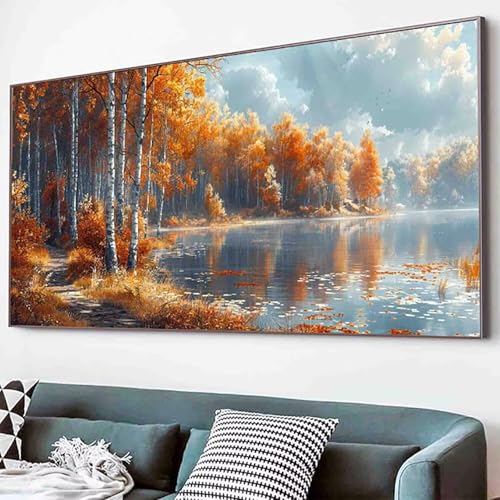 Landschaft Diamond Painting Baum Diamond Painting Erwachsene Groß XXL 50x100cm Vollbohrer Diamanten Malerei Kinder Stickerei Bastelset Erwachsene, Geschenke für Frauen, Wohnzimmer Deko Modern -28d6 von Waxonle