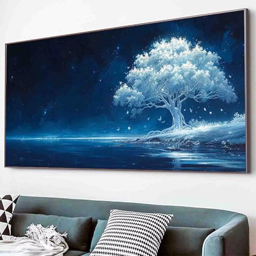 Landschaft Diamond Painting Baum Diamond Painting Erwachsene Groß XXL 50x100cm Vollbohrer Diamanten Malerei Kinder Stickerei Bastelset Erwachsene, Geschenke für Frauen, Wohnzimmer Deko Modern -82jA von Waxonle