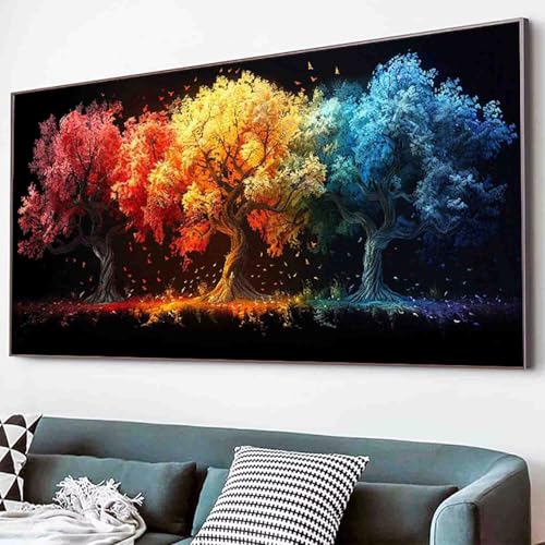 Landschaft Diamond Painting Baum Diamond Painting Erwachsene Groß XXL 70x140cm Vollbohrer Diamanten Malerei Kinder Stickerei Bastelset Erwachsene, Geschenke für Frauen, Wohnzimmer Deko Modern -25sR von Waxonle