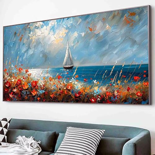 Landschaft Diamond Painting Boot Diamond Painting Erwachsene Groß XXL 70x140cm Vollbohrer Diamanten Malerei Kinder Stickerei Bastelset Erwachsene, Geschenke für Frauen, Wohnzimmer Deko Modern -86jM von Waxonle