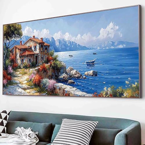 Landschaft Diamond Painting Meer Diamond Painting Erwachsene Groß XXL 60x120cm Vollbohrer Diamanten Malerei Kinder Stickerei Bastelset Erwachsene, Geschenke für Frauen, Wohnzimmer Deko Modern -80j9 von Waxonle