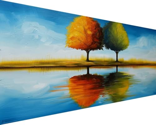 Malen Nach Zahlen Baum, Malen Nach Zahlen Erwachsene Landschaft Acrylmalerei Set, DIY Rahmenlos Malen Nach Zahlen Kinder ab 10 Jahre Mädchen Kunsthandwerk Geschenk für Wand Zimmer Deko 70x140cm 3-G von Waxonle