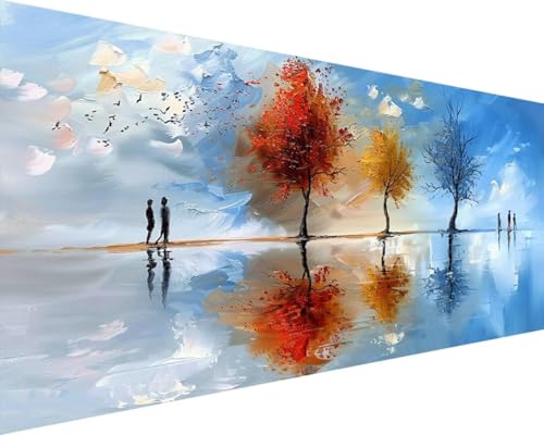 Malen Nach Zahlen Baum, Malen Nach Zahlen Erwachsene Landschaft Acrylmalerei Set, DIY Rahmenlos Malen Nach Zahlen Kinder ab 10 Jahre Mädchen Kunsthandwerk Geschenk für Wand Zimmer Deko 70x140cm P-2 von Waxonle