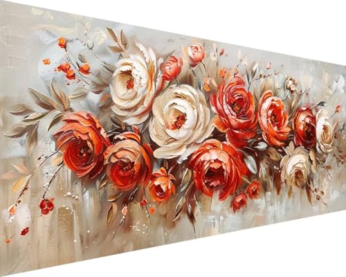 Malen Nach Zahlen Erwachsene Blume Malen Nach Zahlen Rose, DIY Paint by Numbers Adult Kinder Mit Pinseln und Acrylfarbe Malen Nach Zahlen Set für Geschenke und Home Haus Deko(Rahmenlos,100x200cm) H-1 von Waxonle