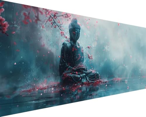 Malen Nach Zahlen Erwachsene Buddha-Statue Malen Nach Zahlen Blume, DIY Paint by Numbers Adult Kinder Mit Pinseln und Acrylfarbe Malen Nach Zahlen Set für Home Deko Geschenke(Rahmenlos,100x200cm) A-9 von Waxonle