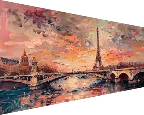 Malen Nach Zahlen Erwachsene Eiffelturm Malen Nach Zahlen Landschaft, DIY Paint by Numbers Adult Kinder Mit Pinseln und Acrylfarbe Malen Nach Zahlen Set Home Deko Geschenke(Rahmenlos,100x200cm) 5-1 von Waxonle