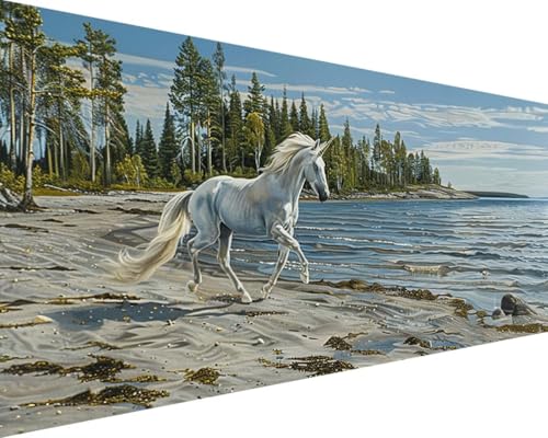 Malen Nach Zahlen Erwachsene Einhorn Malen Nach Zahlen Ozean, DIY Paint by Numbers Adult Kinder Mit Pinseln und Acrylfarbe Malen Nach Zahlen Set für Geschenke und Home Haus Deko(Rahmenlos,40x80cm) 3-6 von Waxonle