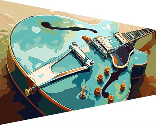 Malen Nach Zahlen Erwachsene Gitarre Malen Nach Zahlen Musikinstrument, DIY Paint by Numbers Adult Kinder Mit Pinseln und Acrylfarbe Malen Nach Zahlen Set Home Deko Geschenke(Rahmenlos,80x160cm) 1-2 von Waxonle