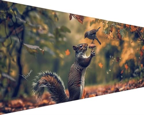 Malen Nach Zahlen Erwachsene Herbst Malen Nach Zahlen EichhöRnchen, DIY Paint by Numbers Adult Kinder Mit Pinseln und Acrylfarbe Malen Nach Zahlen Set für Home Deko Geschenke(Rahmenlos,100x200cm) 9-1 von Waxonle