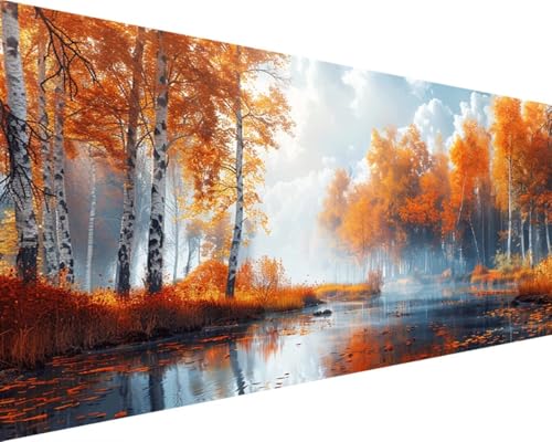 Malen Nach Zahlen Erwachsene Herbst Malen Nach Zahlen Landschaft, DIY Paint by Numbers Adult Kinder Mit Pinseln und Acrylfarbe Malen Nach Zahlen Set Home Haus Deko Geschenke(Rahmenlos,60x120cm) 4-7 von Waxonle