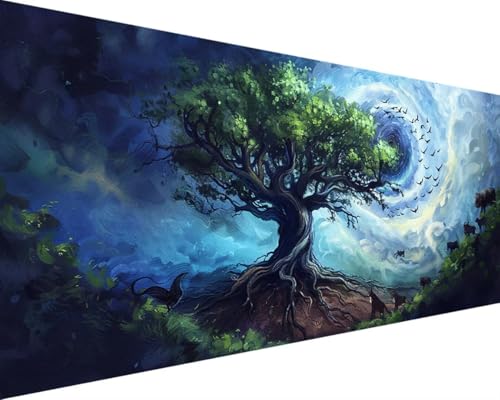 Malen Nach Zahlen Erwachsene Landschaft Malen Nach Zahlen Baum, DIY Paint by Numbers Adult Kinder Mit Pinseln und Acrylfarbe Malen Nach Zahlen Set für Home Haus Deko Geschenke(Rahmenlos,100x200cm) 4-7 von Waxonle