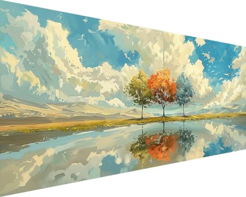 Malen Nach Zahlen Erwachsene Landschaft Malen Nach Zahlen Baum, DIY Paint by Numbers Adult Kinder Mit Pinseln und Acrylfarbe Malen Nach Zahlen Set für Home Haus Deko Geschenke(Rahmenlos,100x200cm) K-F von Waxonle