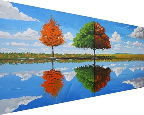 Malen Nach Zahlen Erwachsene Landschaft Malen Nach Zahlen Baum, DIY Paint by Numbers Adult Kinder Mit Pinseln und Acrylfarbe Malen Nach Zahlen Set für Home Haus Deko Geschenke(Rahmenlos,100x200cm) U-9 von Waxonle